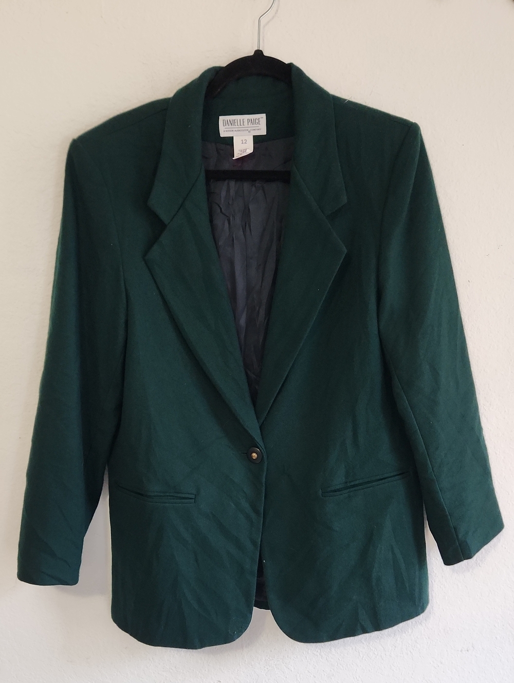Vintage Pure New Wool Red Blazer Jacket Size 12 Chic Academia Festive